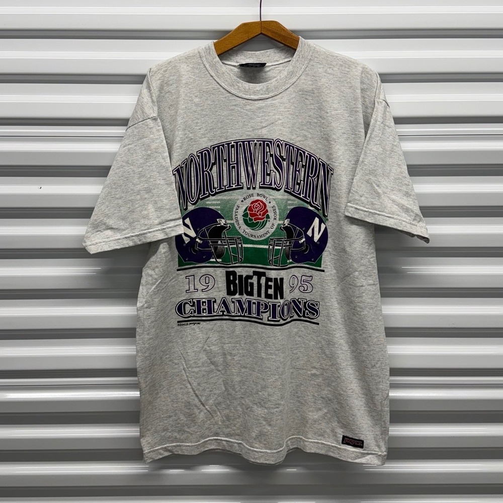 Vintage 1995 Northwestern University Football Rose Bowl Gray Mens XL Shirt